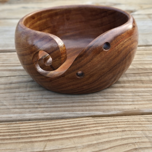 Other - Hand carved wood bowl, small size yarn bowl wooden yarn bowl, knitting
